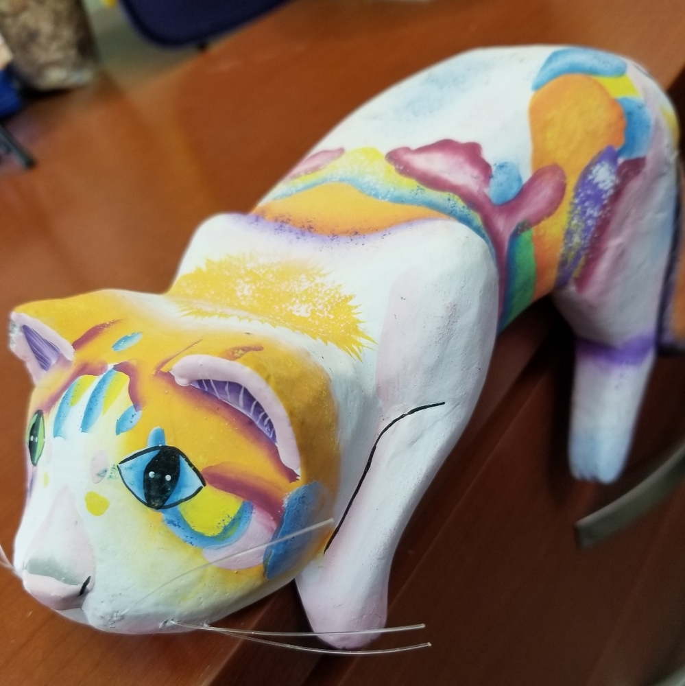 Handpainted Cat Kitty shelf sitter calico handmade